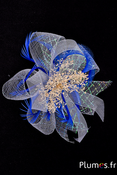 Bijou Oie strippé - sur pince - bleu avec crin